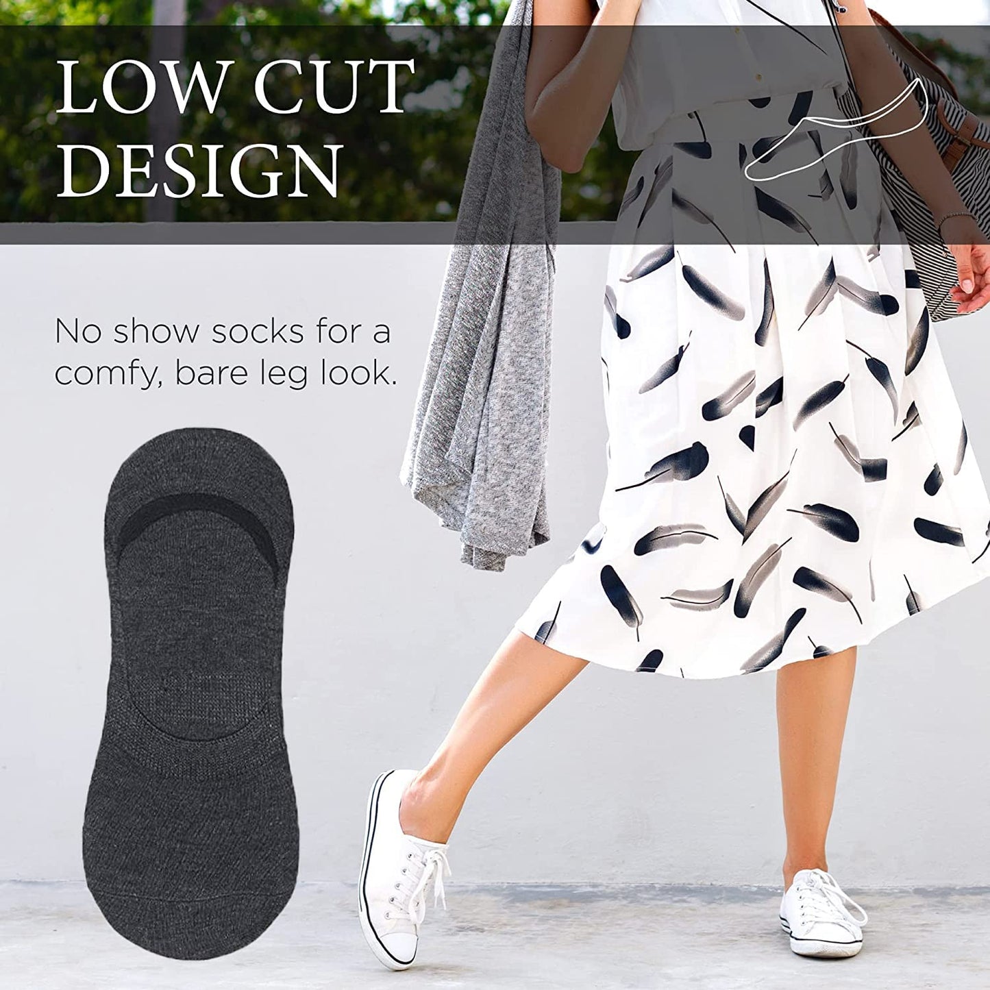 Xjarvis Premium 5 Pairs No Show Low Cut Loafer Socks For Men & Women Non Slip With Combed Cotton Socks For Sports, Running & Hik