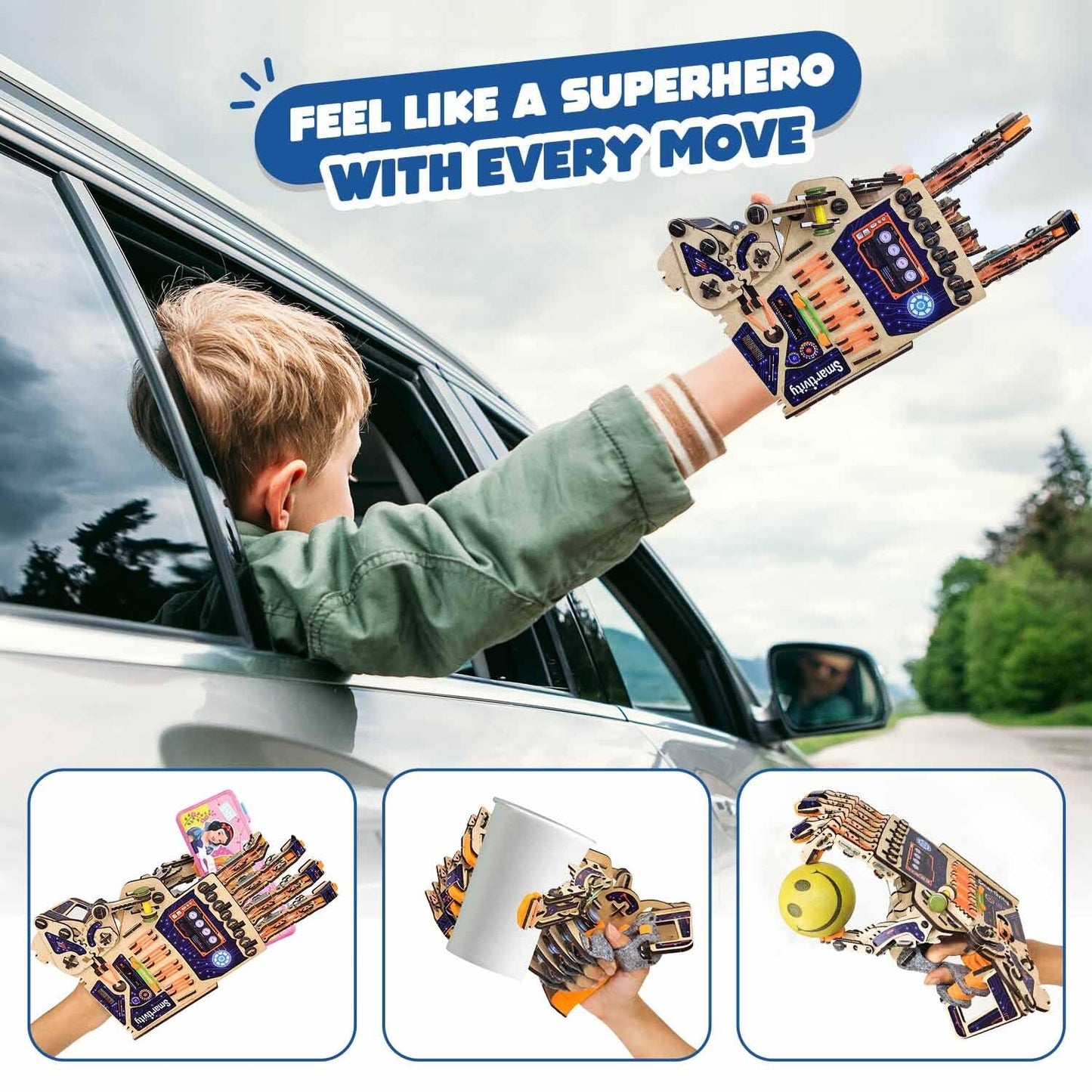 Smartivity DIY Robotic Mechanical Hand STEM Toy, Wood, Model SMRT1135, Engineering Kit for Kids 8-14, 2024 Parents Choice Award Winner