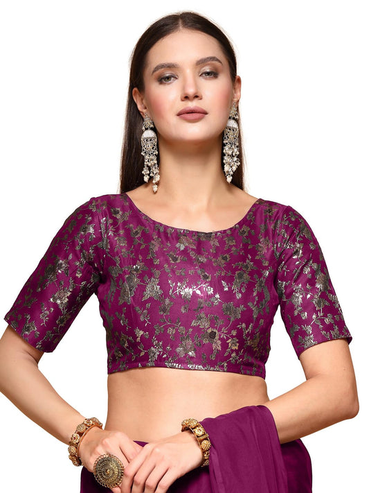 Oomph! Readymade Blouse For Women, Brocade, Boat Neck, Rbbl523