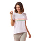 Enamor Womens Striped Relaxed Fit T-Shirt (E3S5_BRT White/Pool Blue Strips