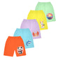 Kyda Kids Boys & Girls Cotton Blend Printed Shorts - Regular Fit Multicolor (Pack Of 5)