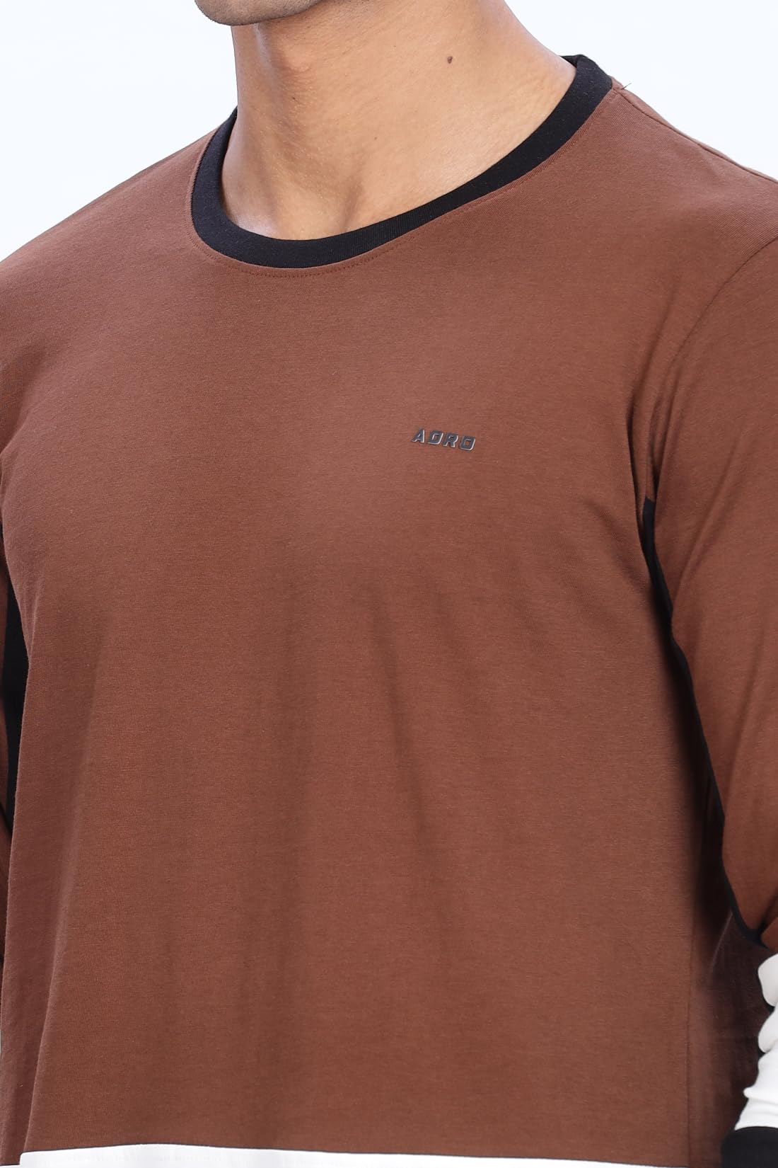 ADRO Men Full Sleeve T-Shirt | Premium Cotton Tshirt for Men| Casual Fashion Relaxed Fit Full Sleeve Round Neck Tshirt|FR24-BRWS