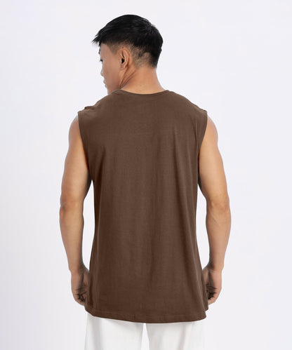 SHODOX Mens 100% Cotton Tank Tops Round Neck Sleeveless Sports Loose fit Vest (Pack of 1)