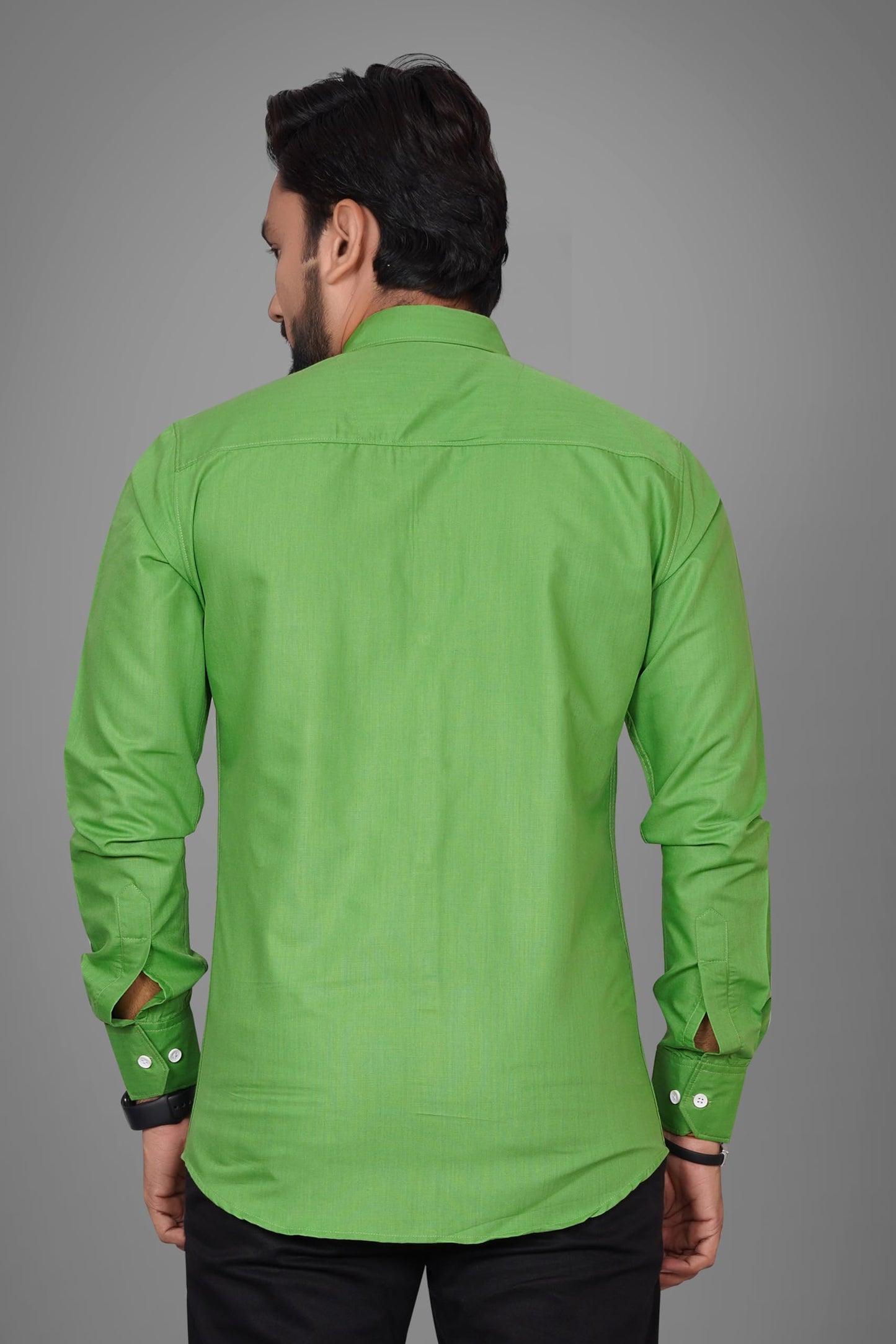 Besix MenS Cotton Blend Solid Shirt With Spread Collared Full Sleeve Button Closure Curved Hem Straight Length And One Pocket |