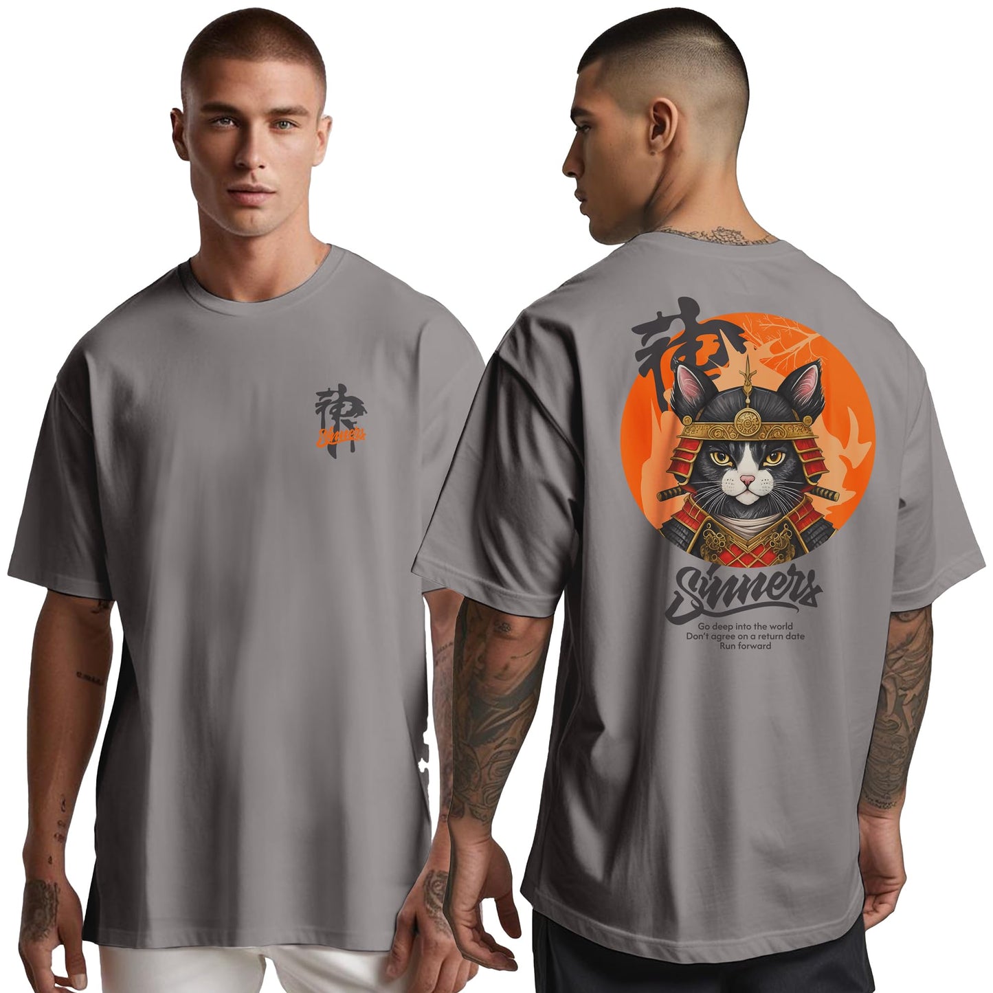 Peppyzone Mens Oversized Fit T-Shirt (PZ-OST-Trendy50_Grey