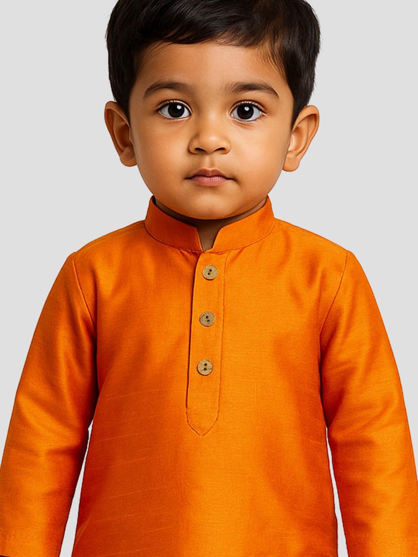 Jbn Creation Boys Saffron Silk Blend Kurta And Pyjama Set