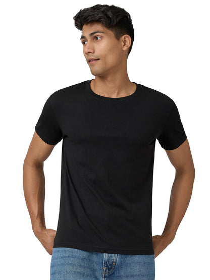 XYXX Mens Solid Regular Fit T-Shirt (XY_CR15_Tshirt_1_Black