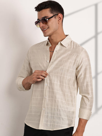 Thomas Scott Slim Fit | Long Sleeve | French Placket | 100% Cotton | Solid Colors | Shirts for Mens Cream
