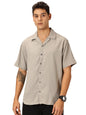 Thomas Scott Regular Fit Self Design Textured Cuban Collar Casual Shirt for Mens Grey