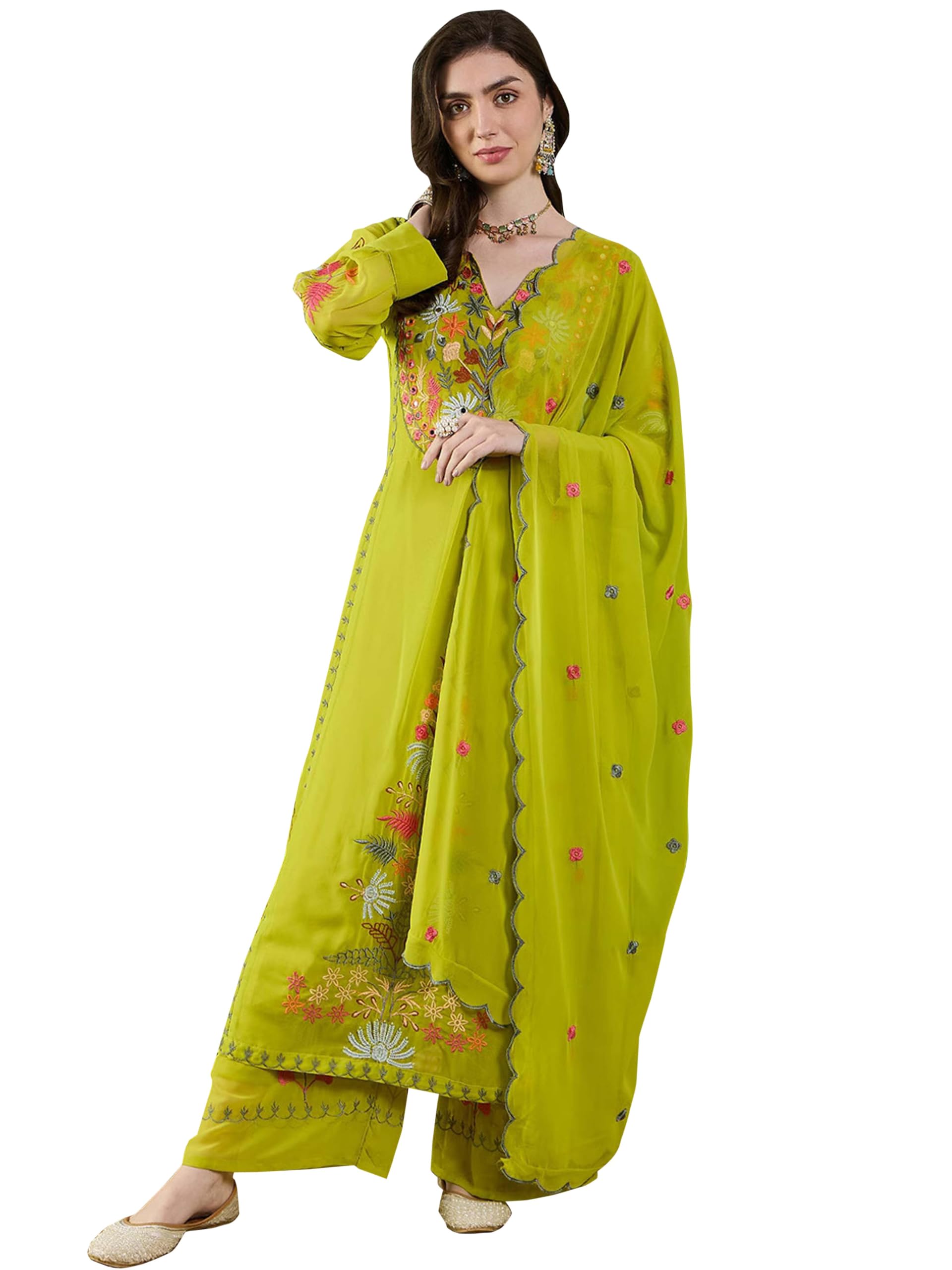Fashion Basket Georgette Straight Floral Plazzo Kurta Set