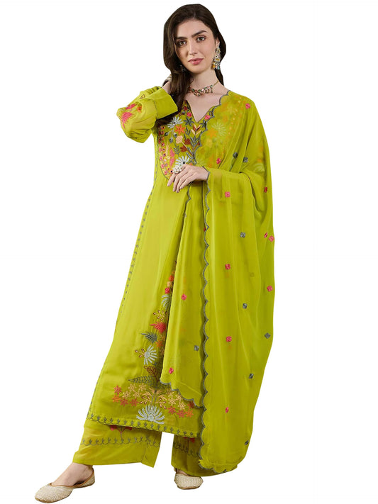 Fashion Basket Georgette Straight Floral Plazzo Kurta Set