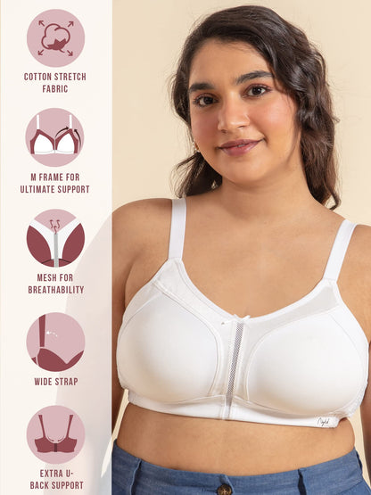 Nykd By Nykaa WomenS Full Support M-Frame Heavy Bust Everyday Cotton Bra | Non-Padded | Wireless | Full Coverage| Bra, Nyb101, W