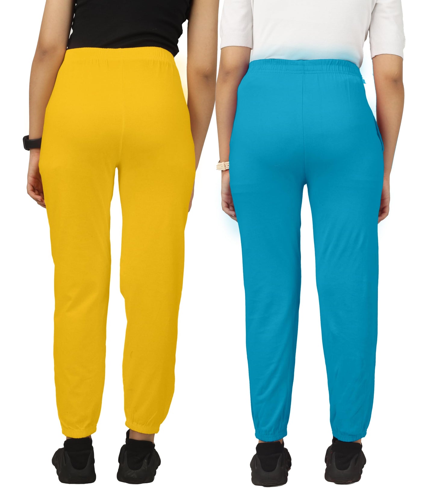 Kyda Kids Cotton Regular Fit Track Pants For Girls (Pack Of 2)