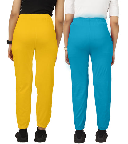Kyda Kids Cotton Regular Fit Track Pants For Girls (Pack Of 2)