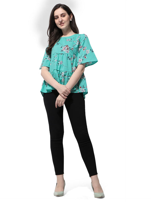 OOMPH! Peplum Tops for Women, Green - mt377