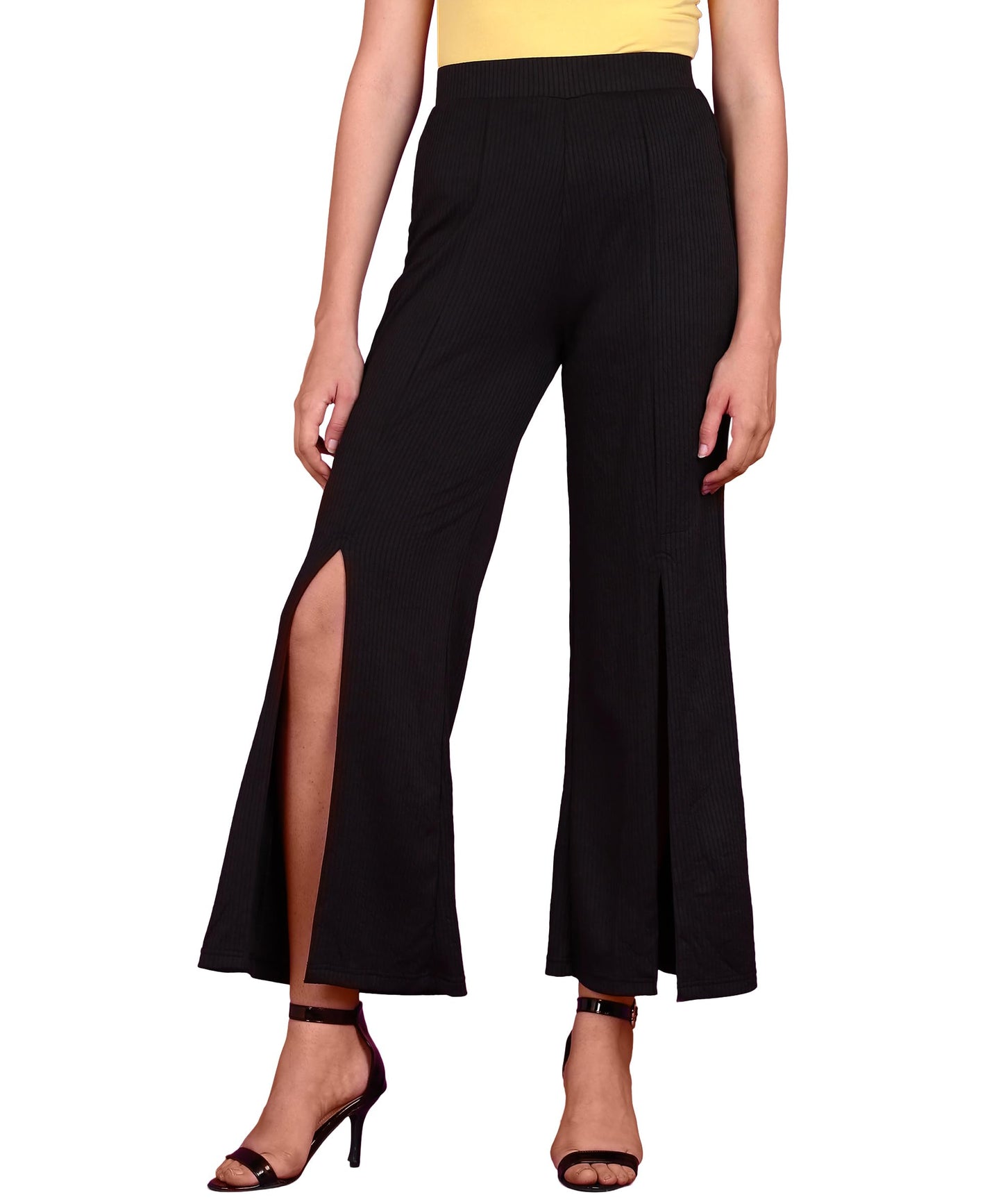 POPWINGS Casual Two Slit Trouser for Women | High-Waist Trouser for Women | Casual Stylish Trouser for Women | Wide-Leg Trouser
