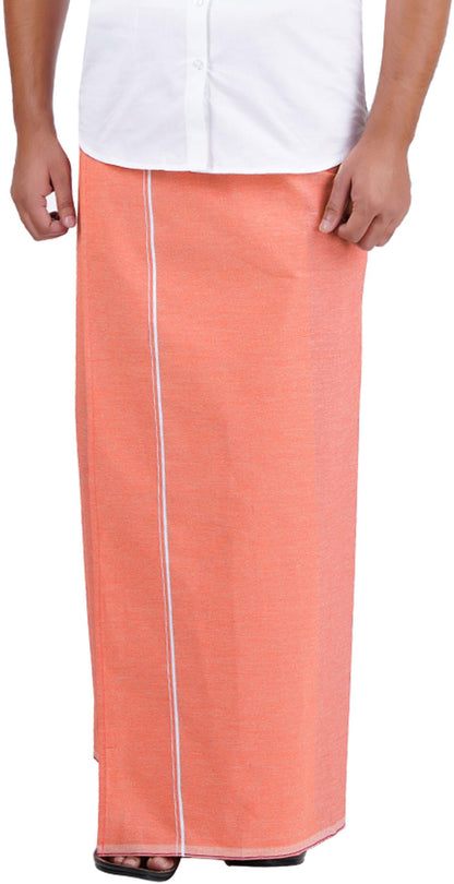 Prakasam Cotton Mens Supreme Qulaity Kfc Plain Welcro Pocket Dhoti (Kfc-Pln-Orange)