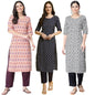 Pinkmint WomenS Crepe Printed Kurta Set Ethnic Wear Women Kurta Set Comfortable Kurta Set For WomenS(Pack Of 3)
