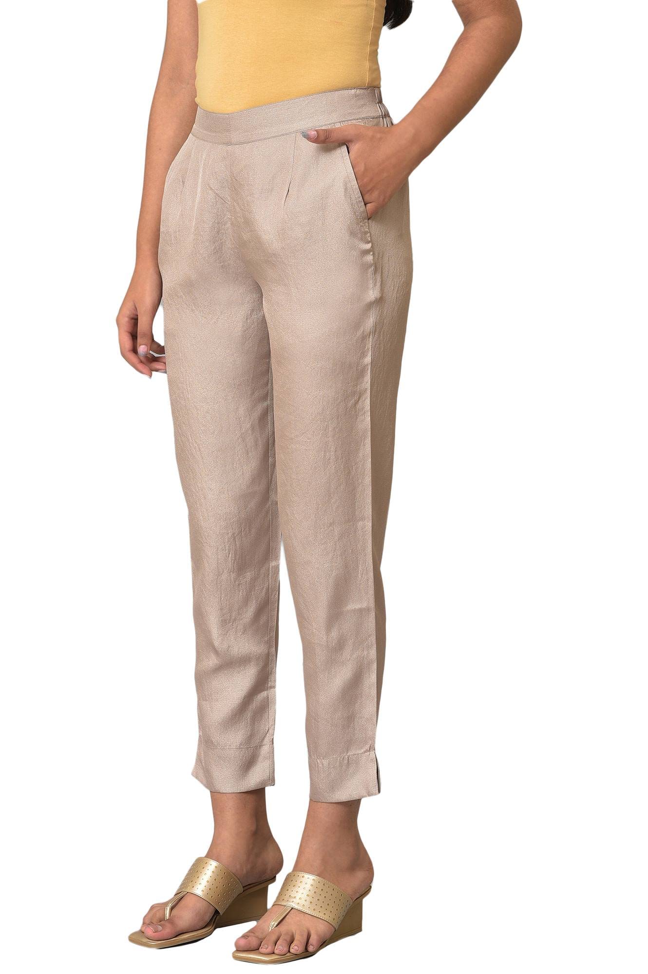 Aurelia Gold Solid Parallels Ethnic Bottomwear for Women