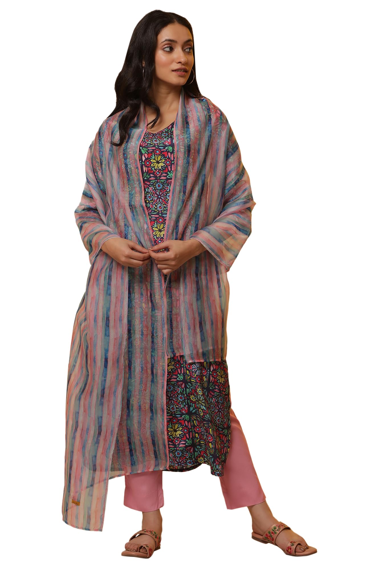 Aurelia Multi-Coloured Striped Organza Stole