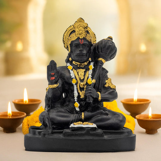 Astrotalk Resin Hanuman Idol in Sitting Posture | Compact Hanuman Murti for Car Dashboard, Temple for Home or Puja Mandir | Ideal Return Gifts for Pooja | 6x5.5x8.5 cm | 1 Piece