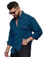 Noble Monk MenS Solid Casual Shirt |Full Sleeve | Regular Fit |Stylish Shirt For Men Teal Blue