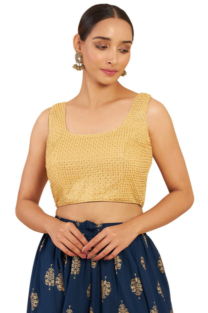 Soch Gold Art Silk Blouse With Embroidery And Sequins