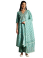 Libas Womens Printed Cotton A-Line Kurta With Trousers And Dupatta