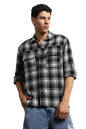 Hubberholme Men Summer Cotton Spread Collar Long Sleeves Oversized Casual Shirt 32