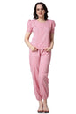 POPWINGS Casual Printed Top and Joggers Set for Women || Stylish Summer Co-Ords Set for Women || Round-Neck Top and Joggers Comb