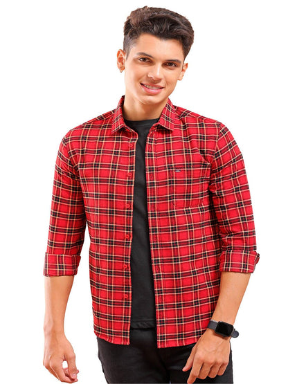 The Indian Garage Co Mens Slim Fit Shirt (1223-SHBCYD-08-03_Red