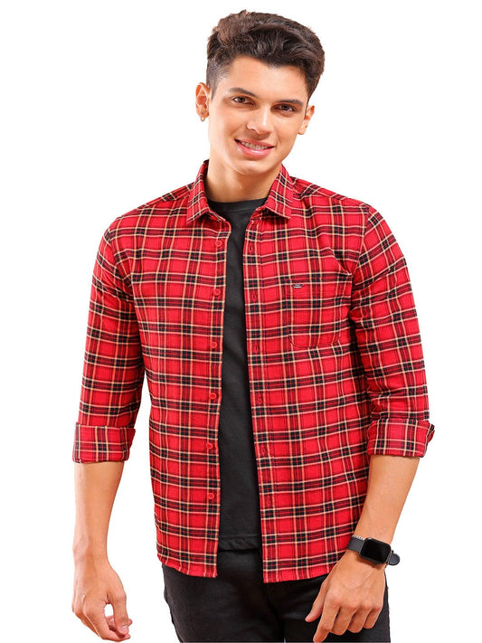 The Indian Garage Co Mens Slim Fit Shirt (1223-SHBCYD-08-03_Red