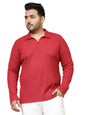 Rigo Plus Size T-Shirt for Men | Full Sleeve Plus Size T-Shirt | Casual Wear Solid T-Shirts for Man | Slim Fit, Collar T-Shirts