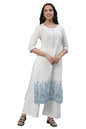 Aurelia Women'S Paisley Printed Cotton Regular White Kurta