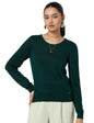 Pepe Jeans WomenS Viscose Round Neck Sweater (Pl702127_Green_Bottle