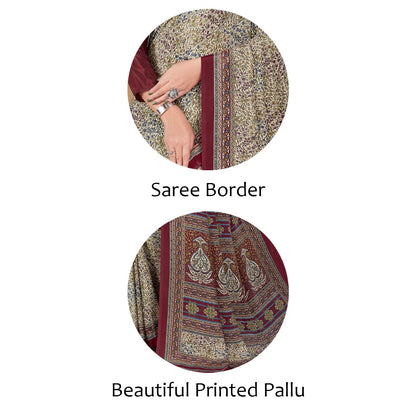 Vimla WomenS Multicolor Crepe Silk Uniform Saree With Blouse  Elegant Design For Various Professional Settings