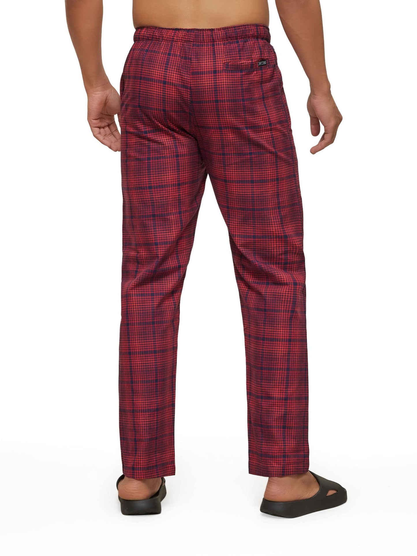 XYXX Mens Super Combed Cotton Checkered Checkmate Pyjamas [Pack of 2] Elasticated Waist, Drawstring | Loungewear for Men in Bla