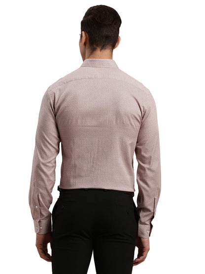 Turtle Men 100% Cotton Printed Slim Fit Light Mauve Formal Shirt