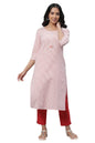 Aurelia WomenS Striped Straight Long Peach Cotton Kurta