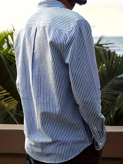 Noble Monk MenS Regular Fit Striped Shirt |Full Sleeves |Collar Shirts | Casual Shirt