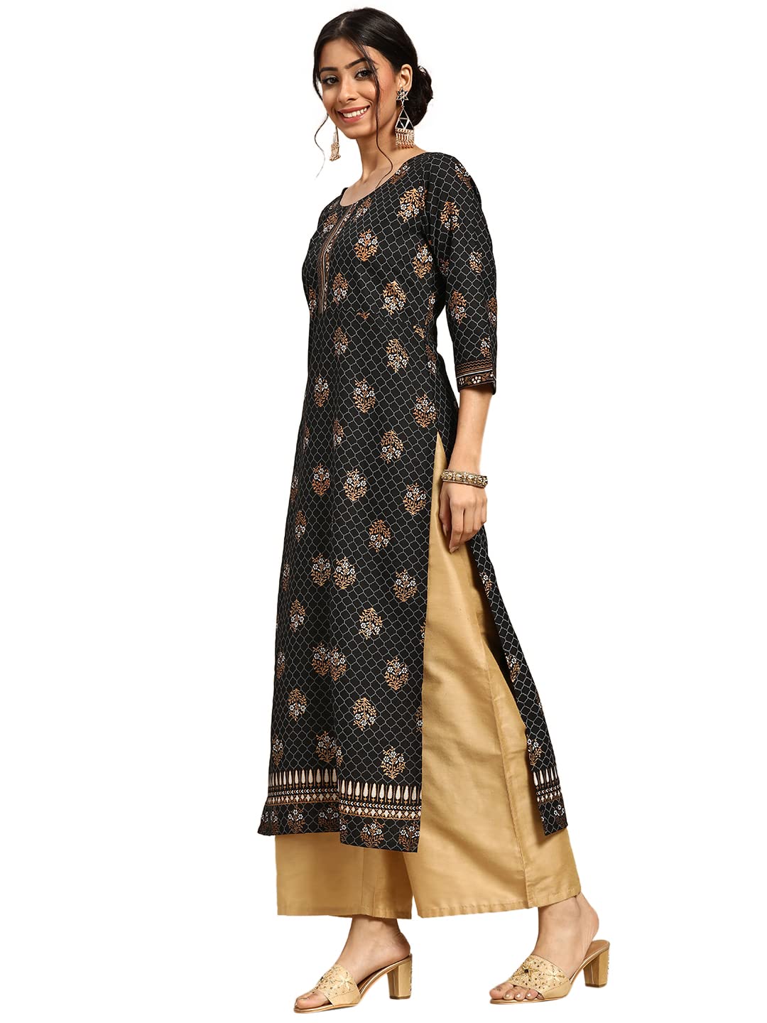 Gerua Women's Rayon Floral Straight Kurta