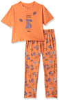 T2F Girls Cotton Printed Oversized Fit Crop Top and Pant Pajama Set