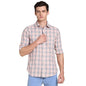 Dennis Lingo MenS Orange Full Sleeves Checks Casual Shirt