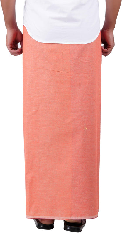 Prakasam Cotton Mens Supreme Qulaity Kfc Plain Welcro Pocket Dhoti (Kfc-Pln-Orange)