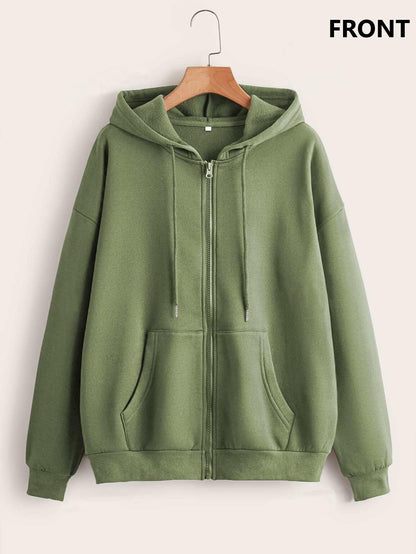 TAGAS Woman Printed Kangaroo Pocket Drawstring Hoodie with Zipper || Zip Up Hoodie || Sweatshirt ||Woman Hoodie|| Women Sweatshi