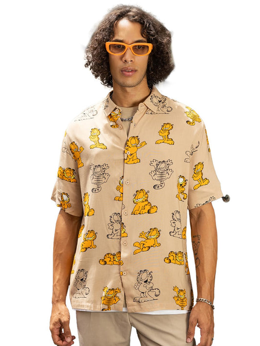 Bewakoof Official Universal Merchandise Mens AOP Oversized Fit Shirt_586205_Brown_2XL