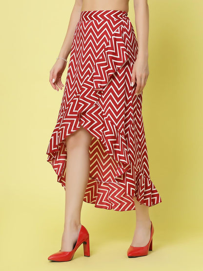OOMPH! Long Skirts for Women Red - msk053