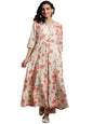 Libas Off White Printed Silk Blend Anarkali Kurta With Trousers