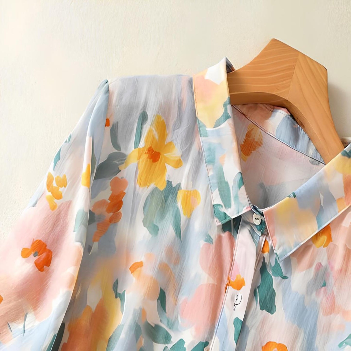 Gufrina WomenS Peach Floral Printed Button-Down Shirt With Collar Neck And Half Sleeves | Lightweight Relaxed Fit Shirt For Cas