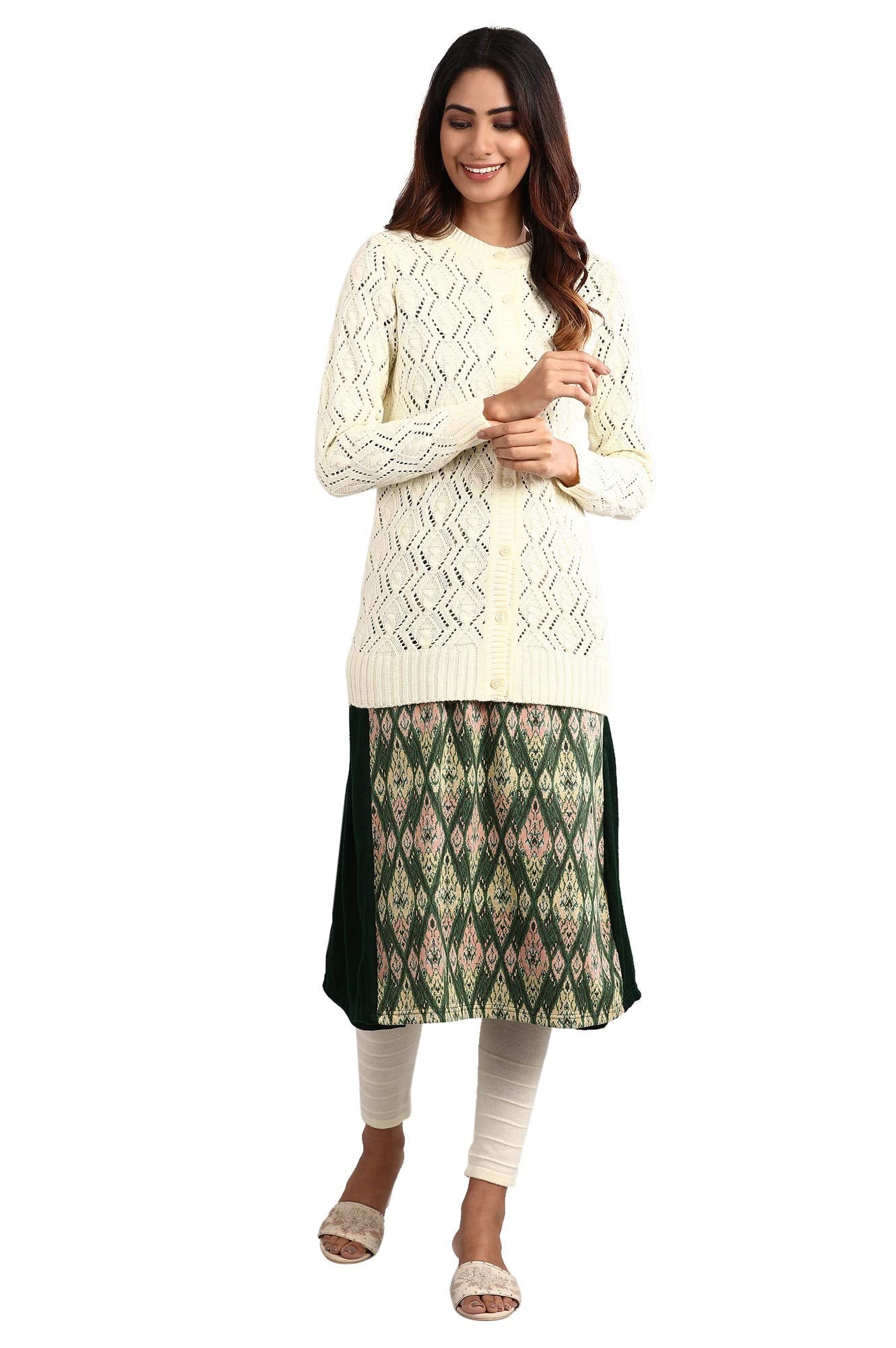 Aurelia Women's Acrylic Off-White Round Neck Full Sleeve Sweater (20NOA40068-701793 L)